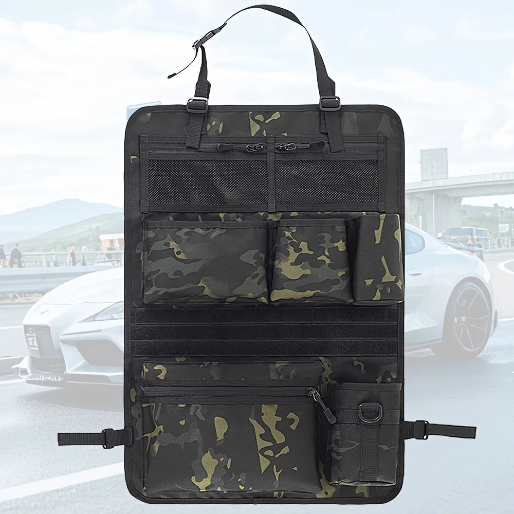 Multi-Pocket Backseat Organizer for SUVs & Trucks – Oxford Cloth Car Seat Organizer Axl Black Camouflage