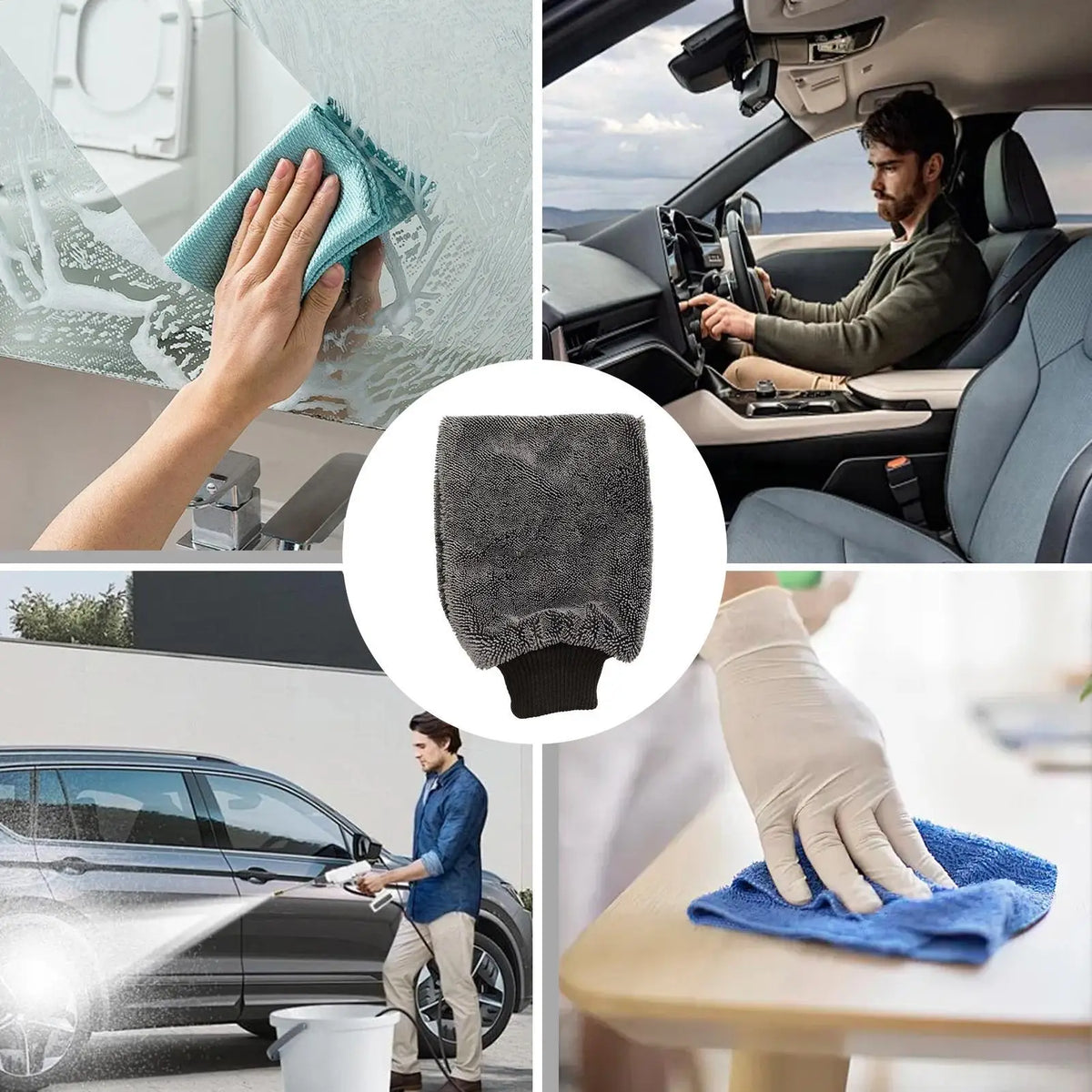 Microfiber Car Wash Mitt – Absorbent Glove for Auto, SUV & RV Car Wash Mitt Axl