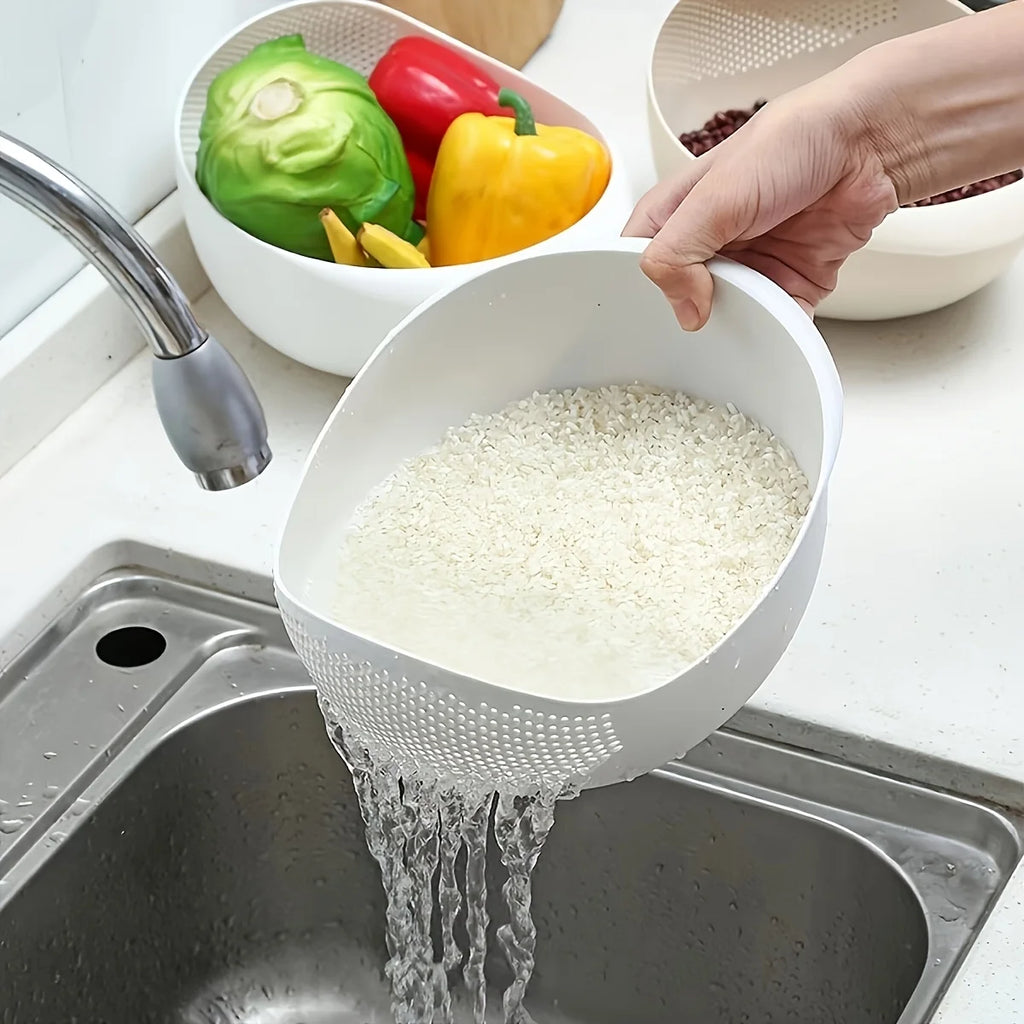 KEMORELA Kitchen Strainer Colander – Fruit, Veg & Rice Basket Kitchen Colander Strainer Axl White