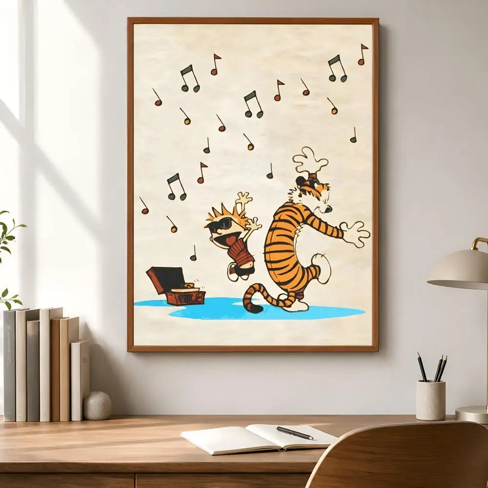 Calvin & Hobbes Waterproof PVC Wall Poster – Peel & Stick HD Art Wall Art Poster Axl