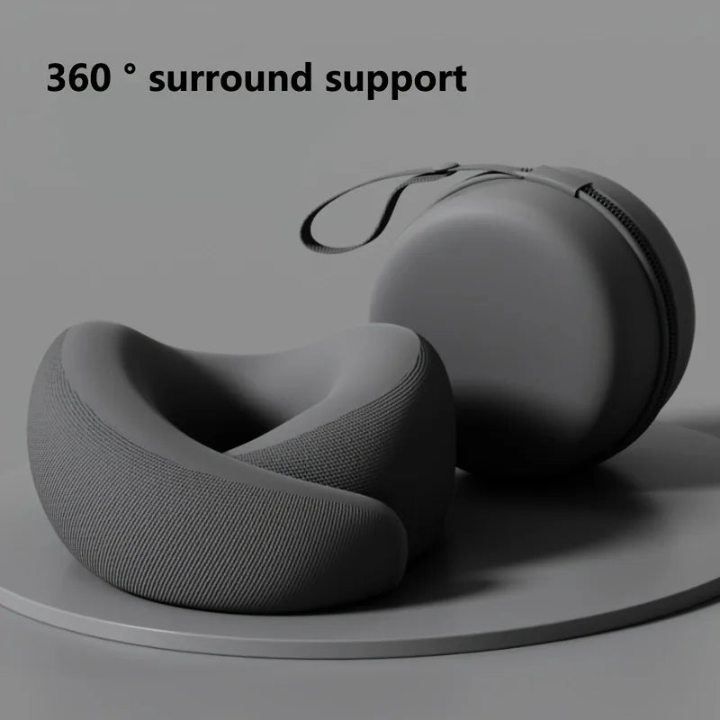 U-Shaped Memory Foam Travel Neck Pillow with Storage Box Travel Neck Pillow Axl Cool Black - 1set