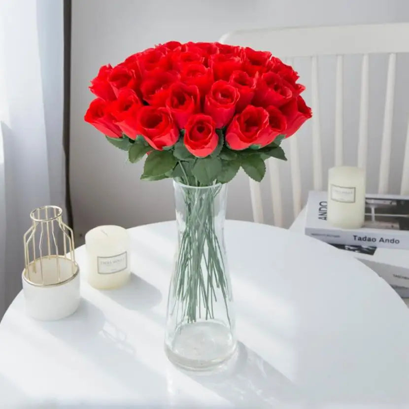 Silk Red Roses Artificial Flowers 5/10 Pcs | Wedding Bouquet Artificial Flowers Axl