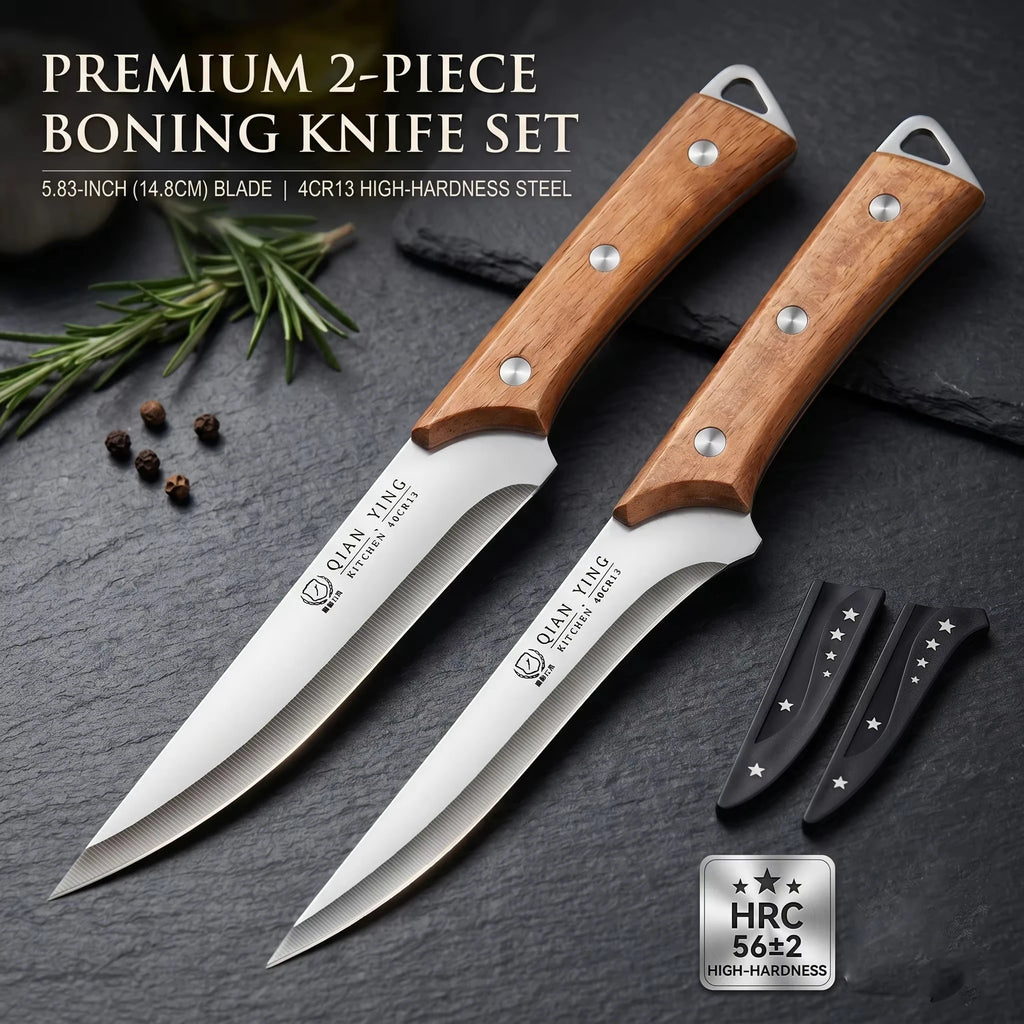 Stainless Steel Boning Knife – Sharp Butcher Knife & Wood Handle Boning Knife Axl
