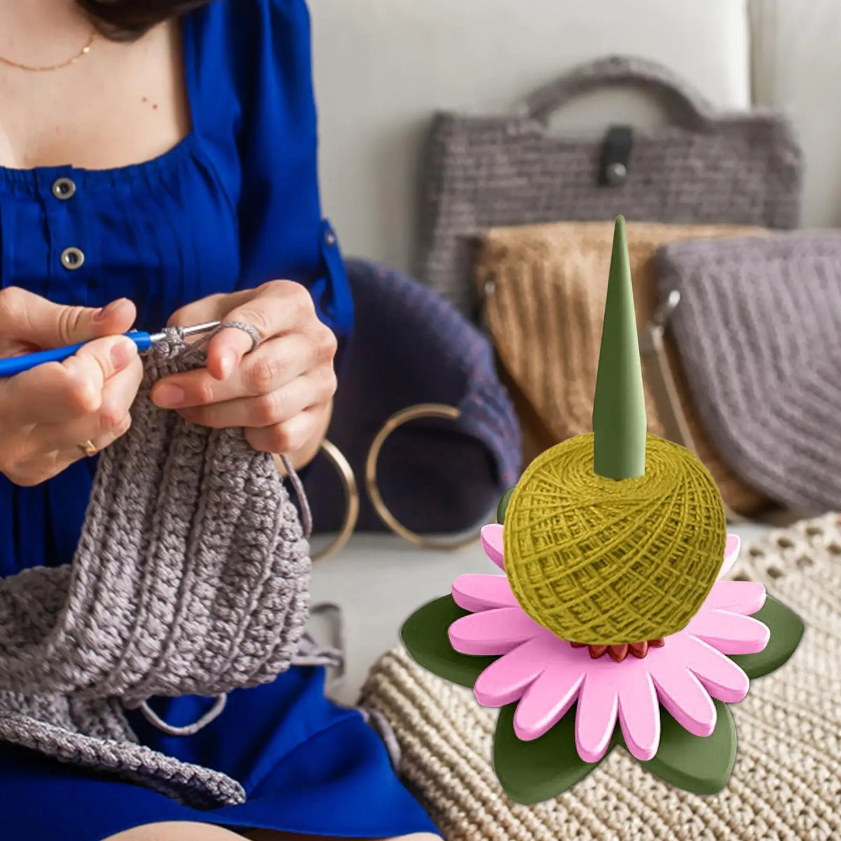 3D Printed Revolving Yarn Ball Holder – Tangle-Free Crochet Yarn Ball Holder Axl
