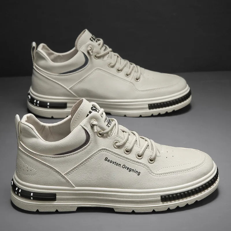 YBQJOO Men's High Top Winter Casual Shoes – Warm Non-Slip Men's Casual Shoes Axl Beige 41