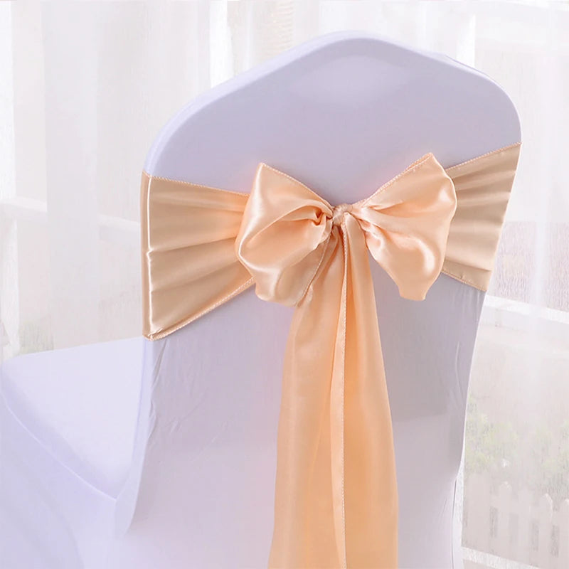 Satin Chair Sash Bow – Wedding & Party Chair Decoration Chair Sash Bow Axl Champagne