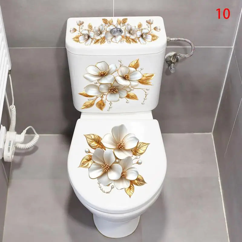 Floral Butterfly Toilet Sticker – Waterproof PVC Bathroom Decal Bathroom Wall Sticker Axl A10