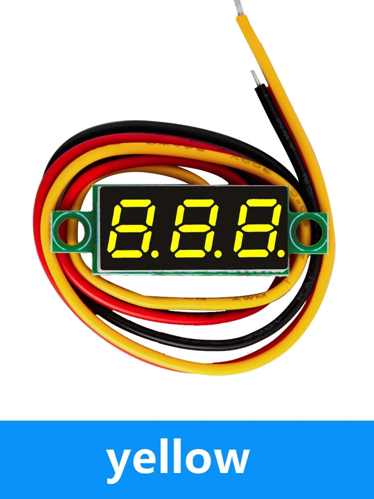 Mini DC Digital Voltmeter – 0.28" LED Panel Meter 4.5V–100V Digital Panel Meter Axl yellow