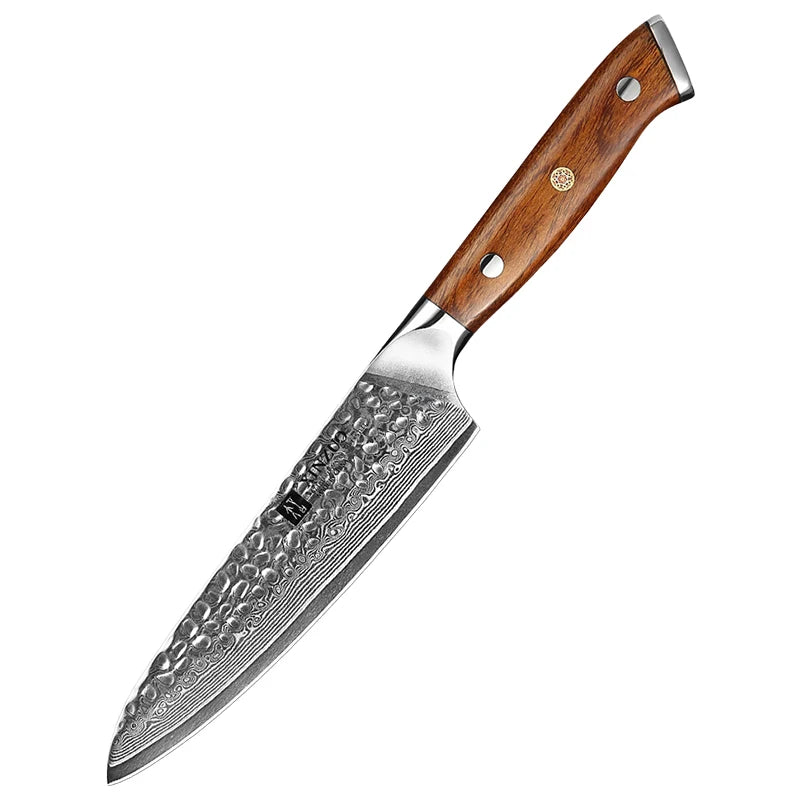 XINZUO 5" VG10 Damascus Utility Knife – 67-Layer Ironwood Handle Damascus Utility Knife Axl Knife