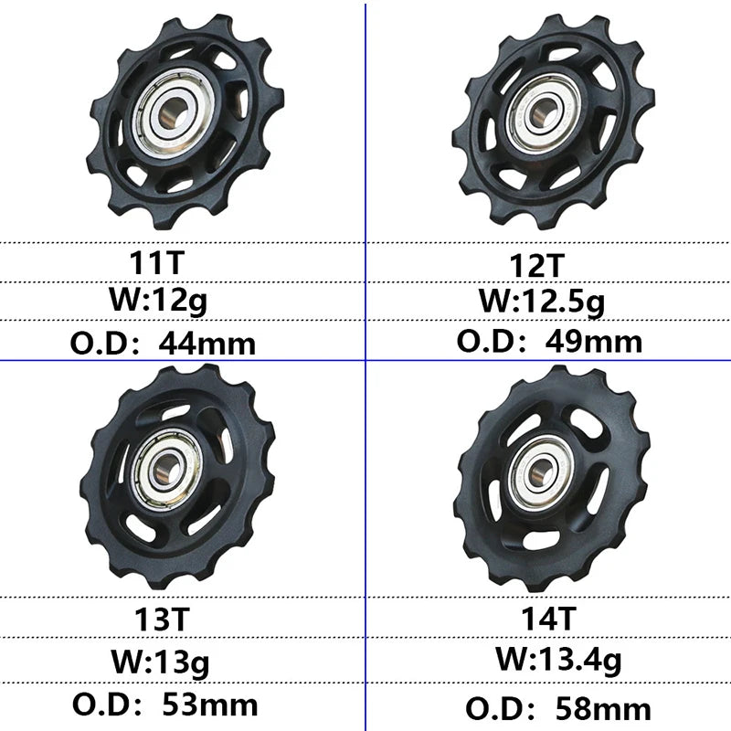 Bike Rear Derailleur Jockey Wheel 11T 12T 13T 14T Pulley Derailleur Jockey Wheel Axl