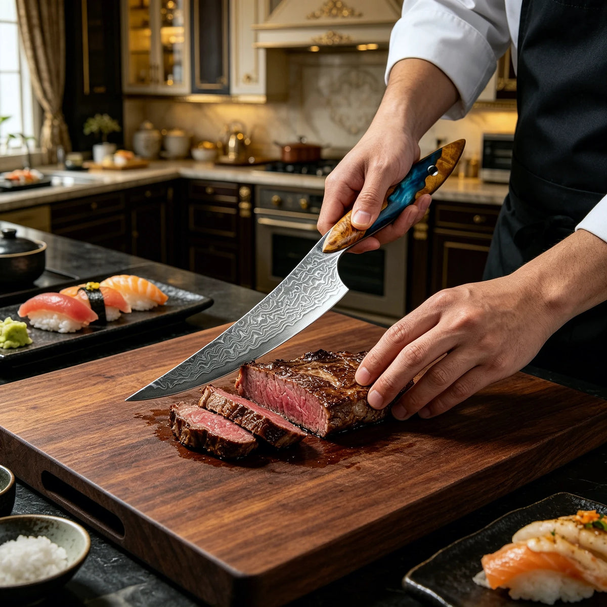 XITUO Damascus Steel Steak Knives Set 1–4 | Full Tang Handle Steak Knife Set Axl