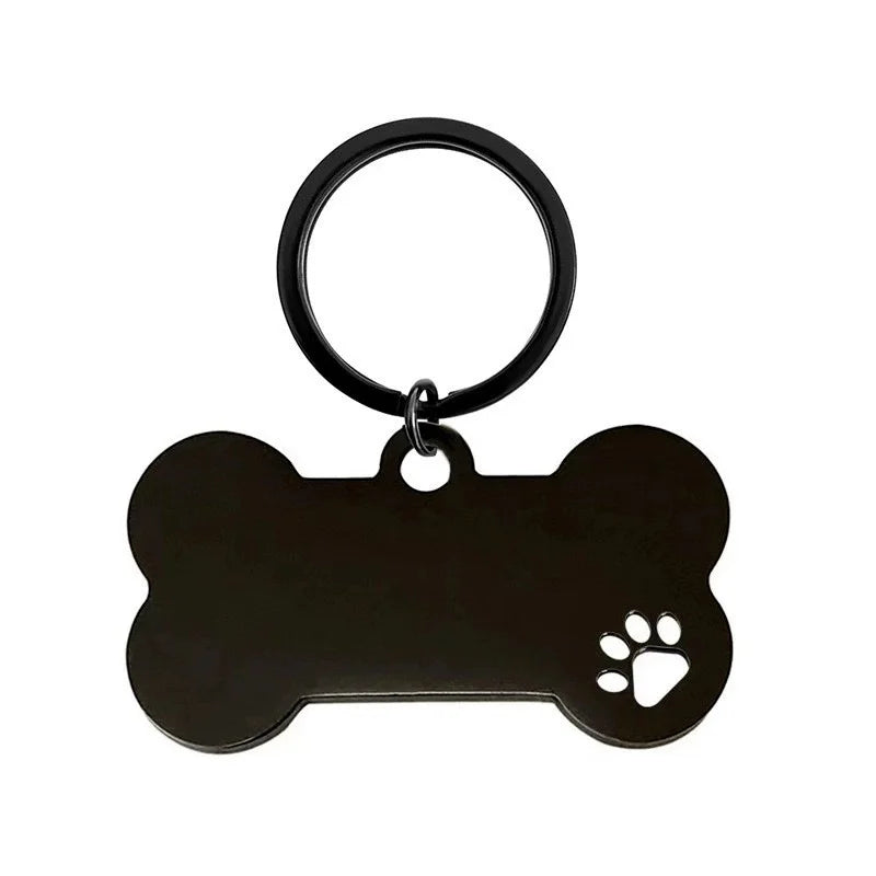 Personalized Bone-Style Stainless Steel Dog Name Tag | Pet ID Pet ID Tag Axl Black