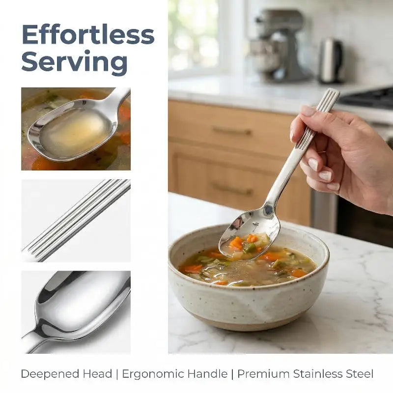 Stainless Steel Square Head Soup Spoon – Long Handle Dinner Scoop Dinner Soup Spoon Axl
