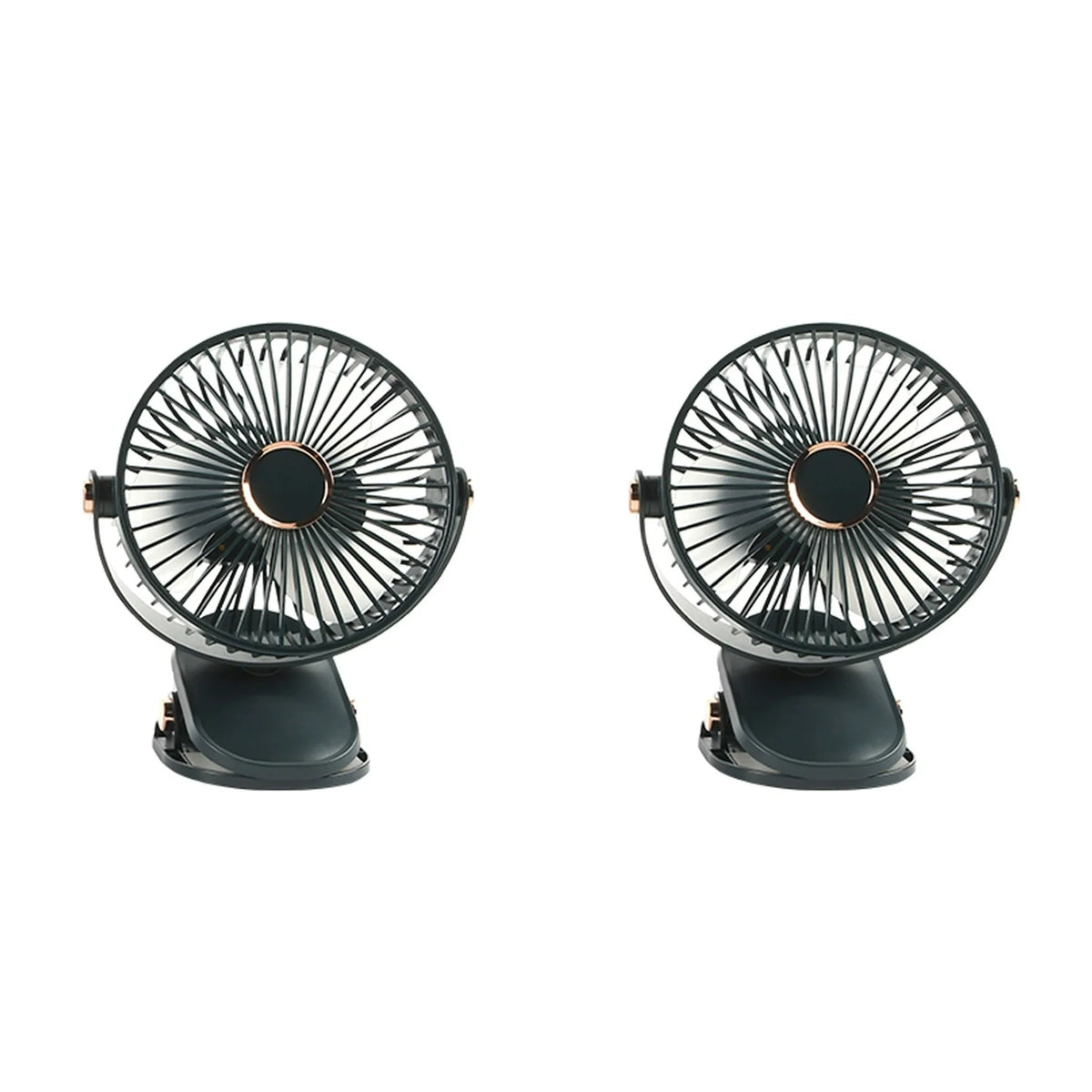 2-Pack Rechargeable Clip-On Fan with LED | 360° USB Mini Fan Clip-On Desk Fan Axl