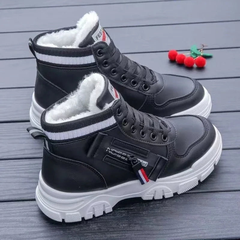 Women's Winter Ankle Boots – Plush Lace-Up Snow Sneakers Women's Ankle Boots Axl Black women shoes 38