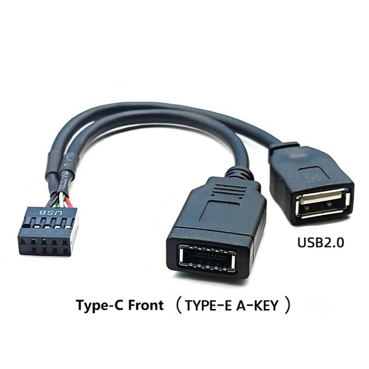 USB 9-Pin to Type-E Key-A & USB-A Front Panel Adapter Cable USB Adapter Cable Axl