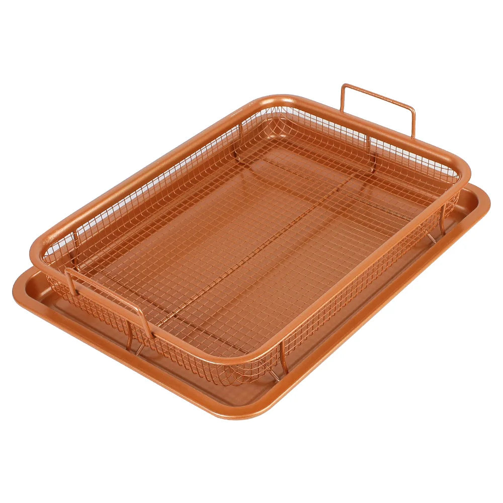 Stainless Steel Mesh Baking Tray & Basket for Oven Air Fryer Mesh Baking Tray Set Axl Gold