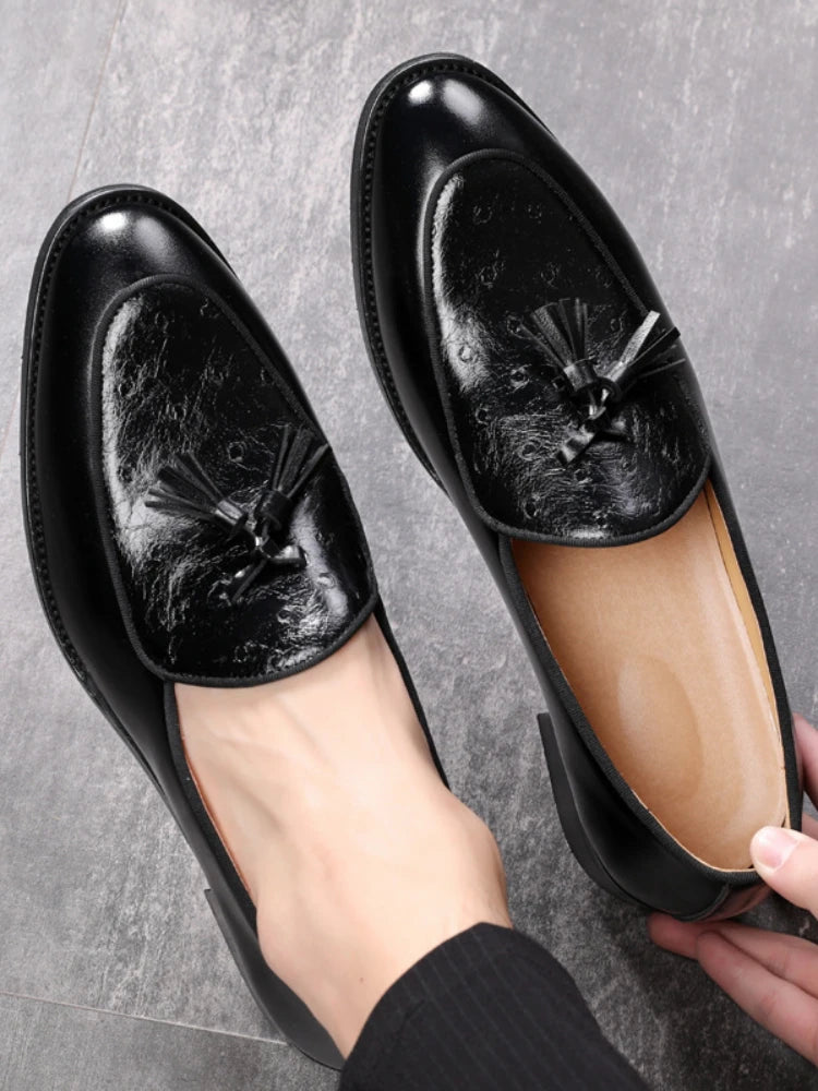 Men's Tassel Loafers – Slip-On Leather Dress Shoes Men's Dress Loafers Axl