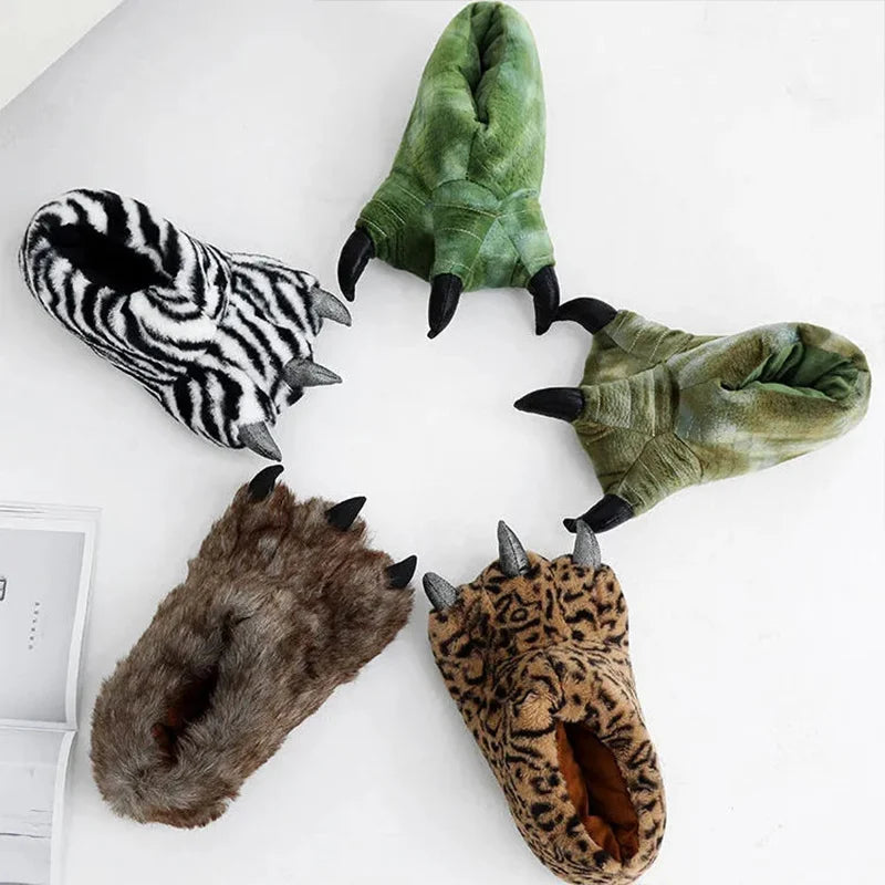 Green Lizard Claw Slippers – Unisex Novelty Furry Animal Slides Novelty Animal Slippers Axl