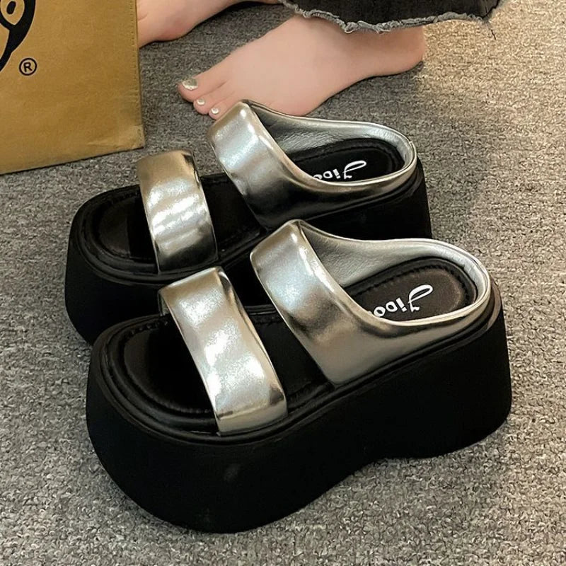 Women's Platform Sandals – Muffin Sole Slip-On Beach Shoes Platform Sandals Axl