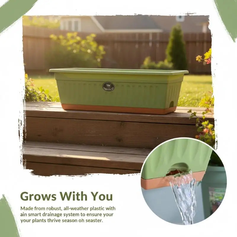 Rectangle Plastic Window Box Planter with Drainage – 50cm Window Box Planter Axl