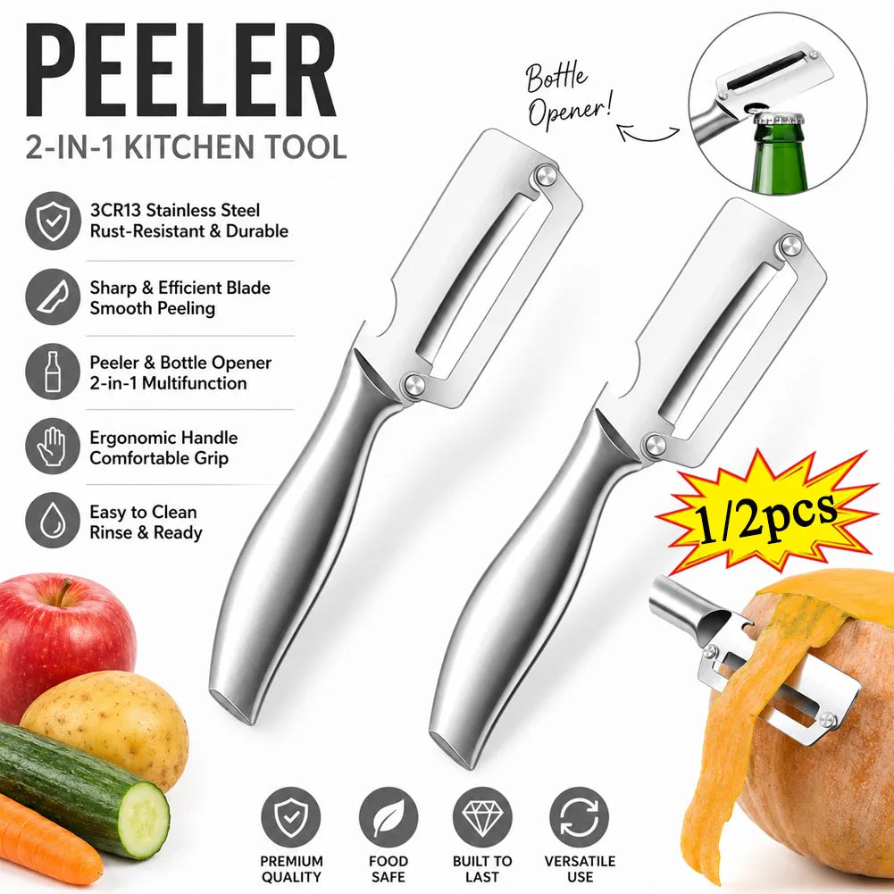 Stainless Steel Fruit & Vegetable Peeler with Bottle Opener Kitchen Peeler Axl