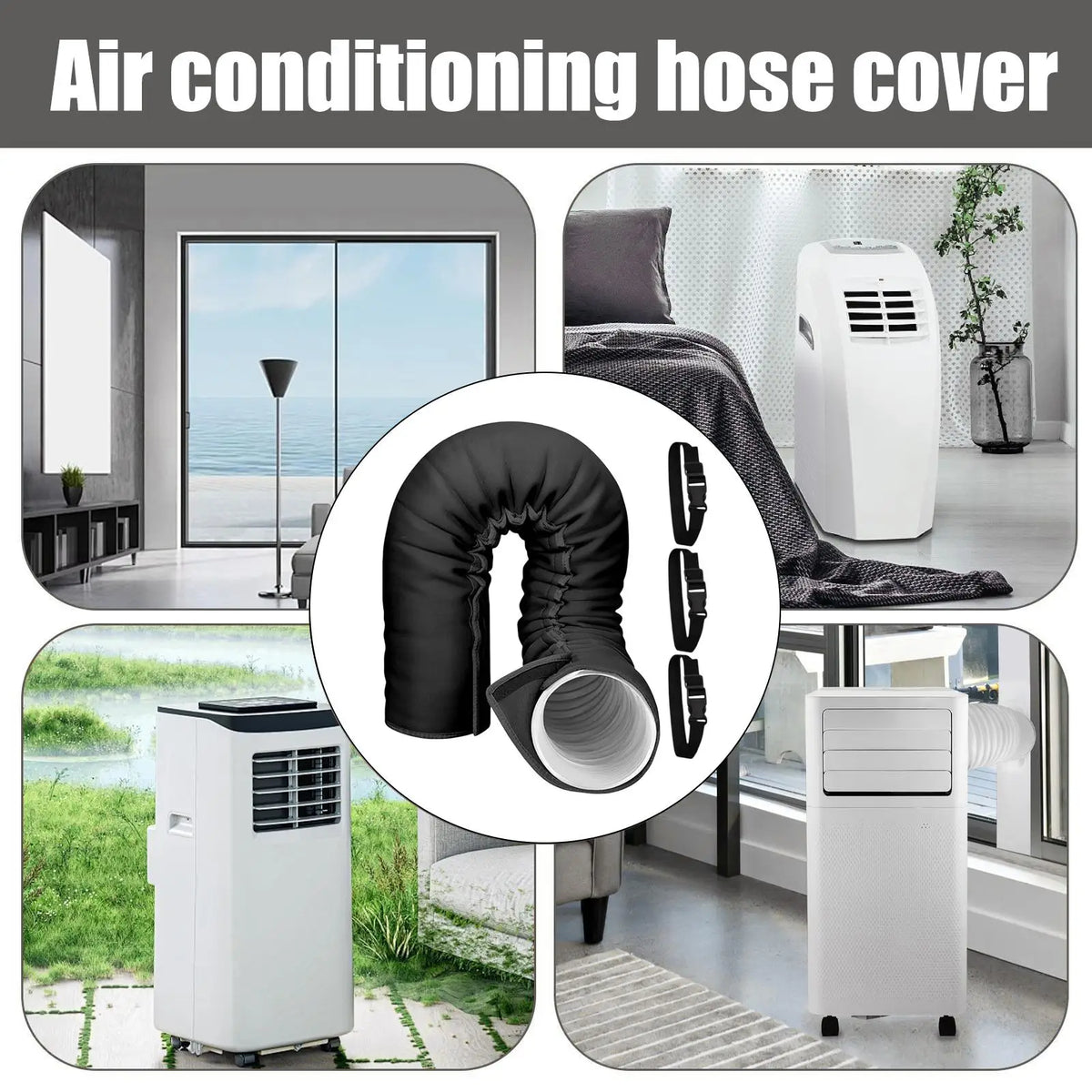 AC Hose Insulation Sleeve with 3 Straps | Portable AC Wrap AC Hose Insulation Sleeve Axl