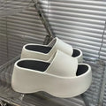 Women's 8cm Chunky Platform Slide Sandals – White Wedge Slippers Platform Slide Sandals Axl White 38-39