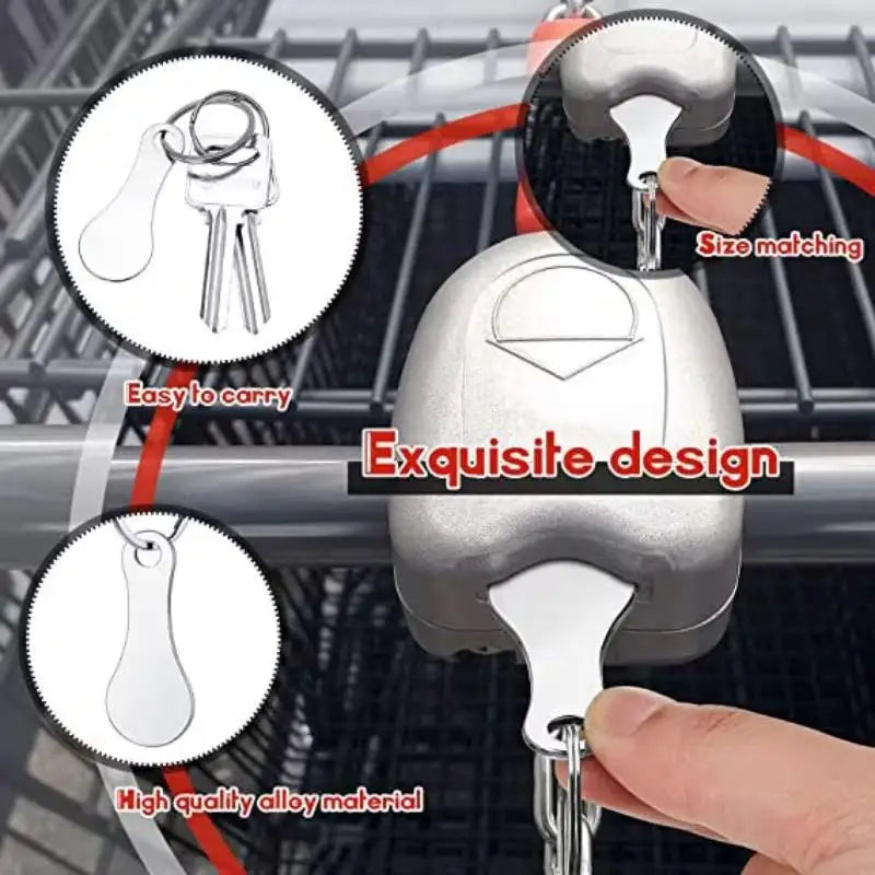 Stainless Steel Shopping Cart Token Key Ring – 2/4 Pack Trolley Token Key Ring Axl