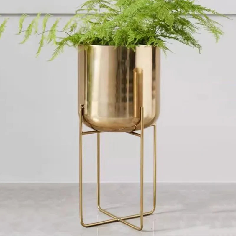Nordic Iron Flower Pot Stand – Indoor & Outdoor Plant Shelf Rack Plant Pot Stand Axl Golden-Medium