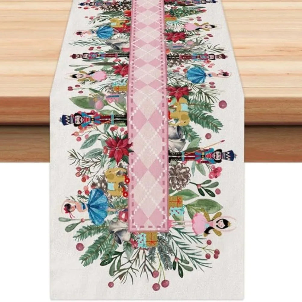 Christmas Table Runner 13x72" Burlap Nutcracker Farmhouse Decor Christmas Table Runner Axl -1