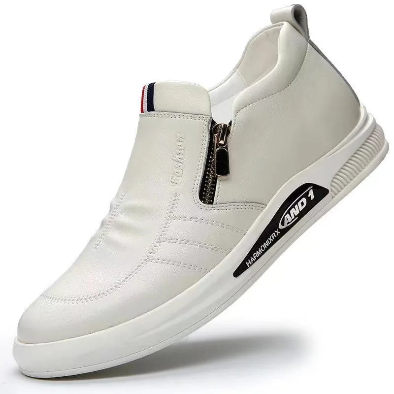 Men's Slip-On Leather Loafers – Casual Moccasin Business Shoes Men's Loafers Axl WHITE 39