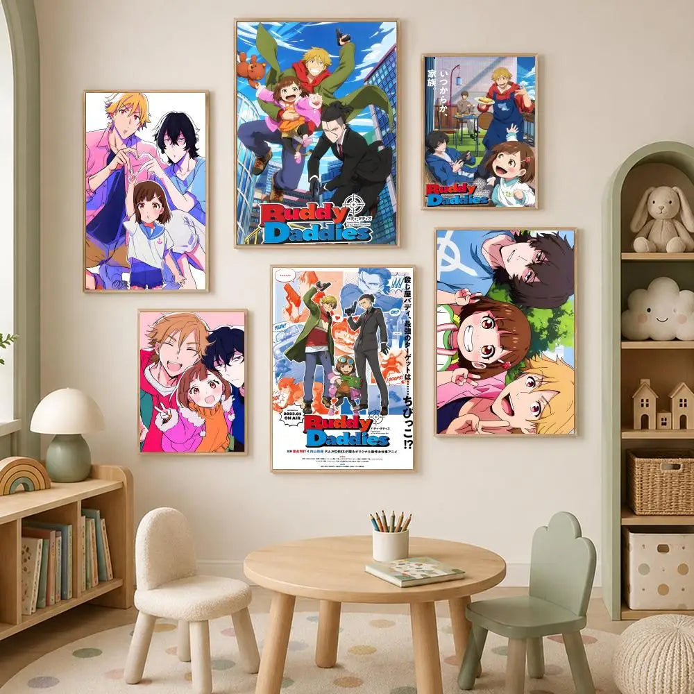 Buddy Daddies Anime Poster – Self-Stick HD Waterproof Wall Art Anime Wall Poster Axl