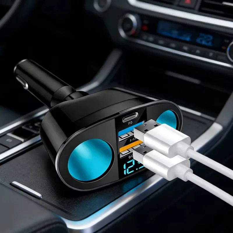 Dual-Port Car Charger PD 20W + QC 3.0 with Digital Display Car Charger Adapter Axl