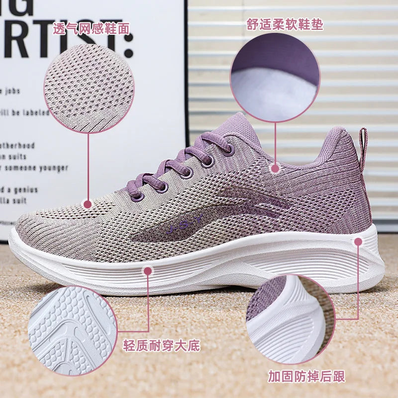 Women's Gradient Mesh Casual Sneakers – Breathable Soft Sole Women's Casual Sneakers Axl