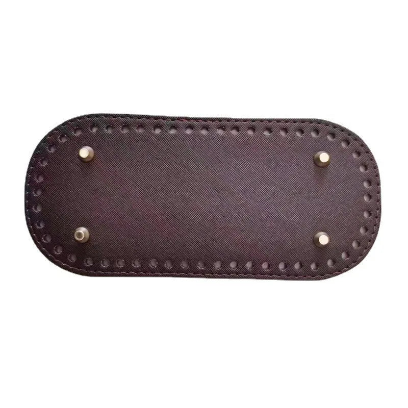 Crochet Bag Bases with Holes – Oval PU Leather DIY Purse Base Crochet Bag Base Axl Dark Brown 1pc