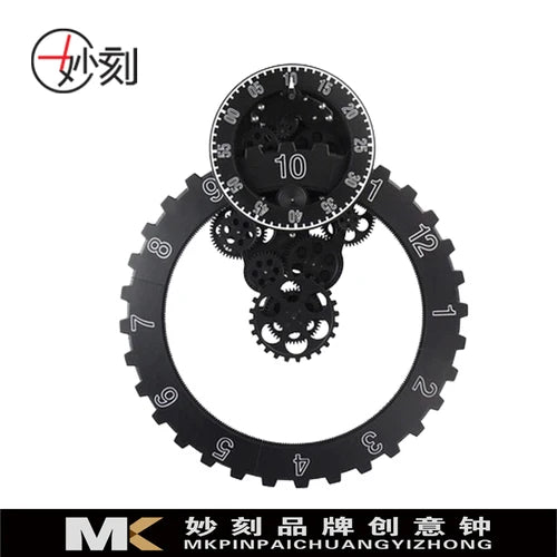 Large 3D Gear Wall Clock – Silent Metal Modern Home Decor Decorative Wall Clock Axl black 52X45.5CM