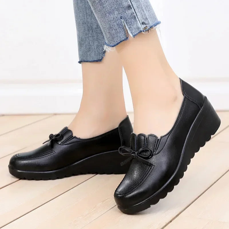 Women's Wedge Loafers – Microfiber Casual Slip-On Shoes Wedge Loafers Axl