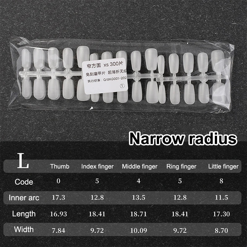 300 Pcs Matte & Clear False Nail Tips – Gel Extension DIY Kit