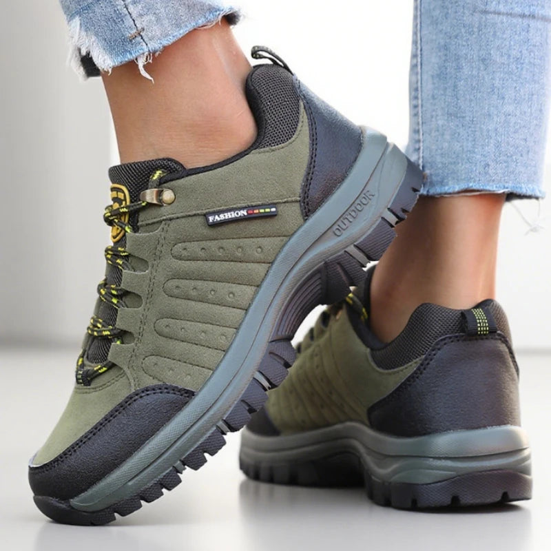 Women's Retro Wedge Platform Hiking Sneakers – Anti-Slip Hiking Sneakers Axl army green 42