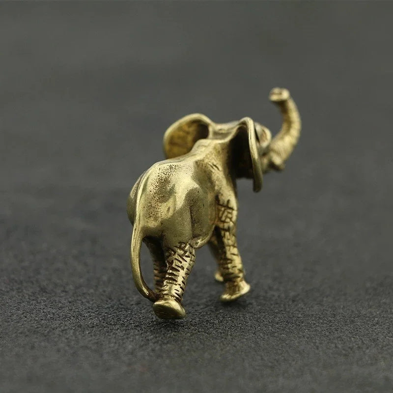 Bronze Mini Elephant Figurine | Copper Carved Desk Ornament Decorative Figurine Axl