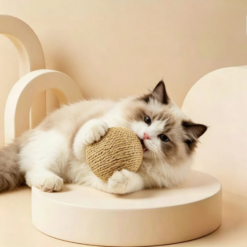 Extra Large Sisal Ball Cat Toy – Chew, Scratch & Teaser Wand Cat Scratching Toy Axl