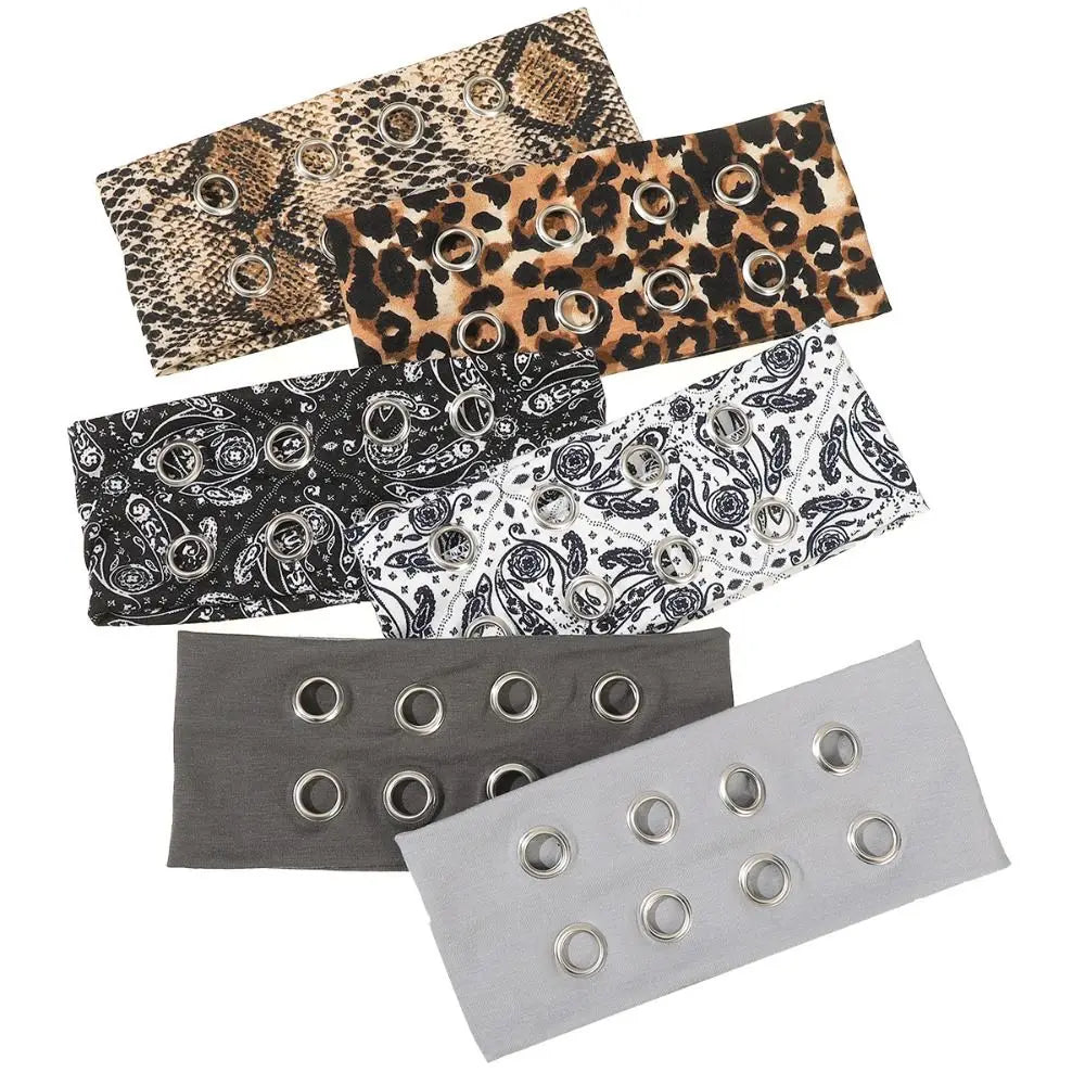 Punk Metal Hollow Headband – Leopard & Cashew Print Wrap Punk Hair Headband Axl