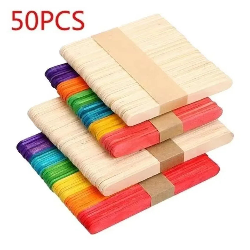 50 Pcs Wooden Craft Sticks – DIY Art, Kids Crafts & Decor Wooden Craft Sticks Axl