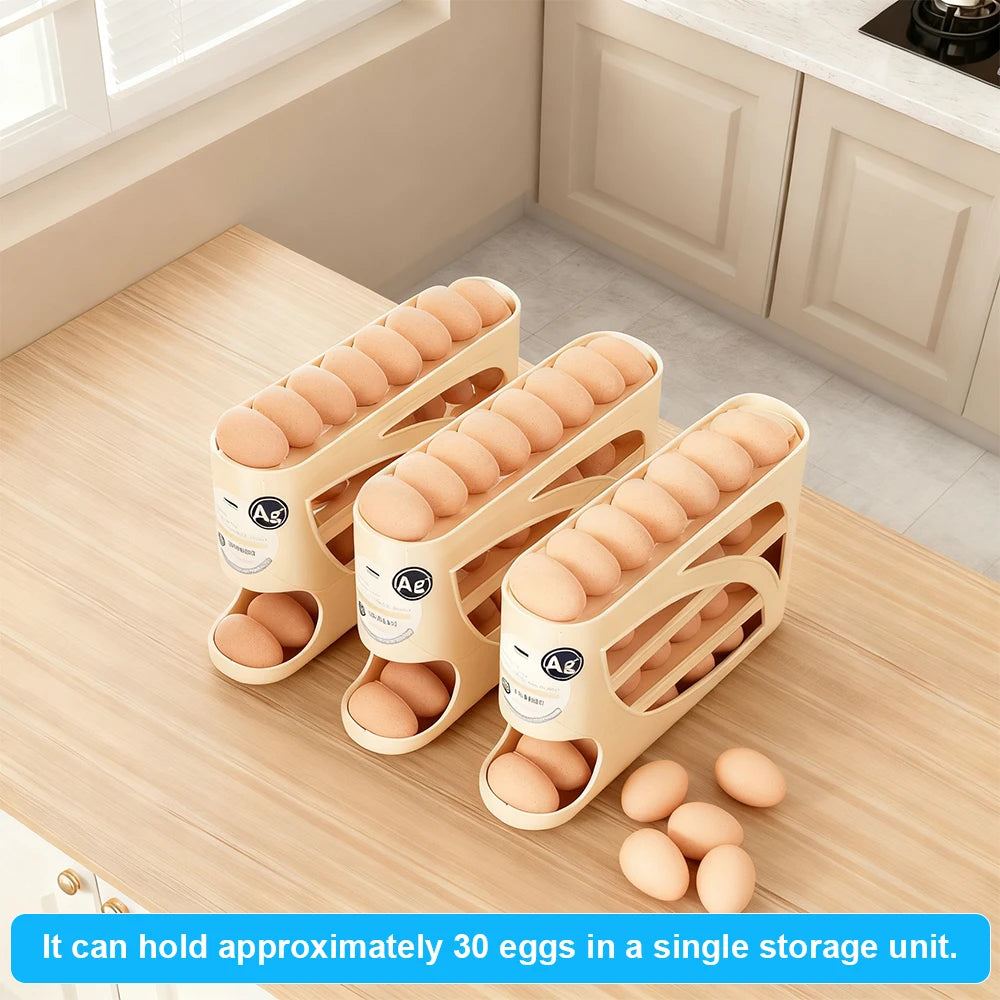 Rolling Egg Dispenser – 30-Egg Fridge Organizer & Holder Egg Dispenser Rack Axl