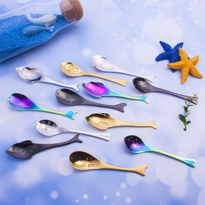 Fish-Shaped Stainless Steel Spoon – Cute Marine Coffee Spoon Novelty Dessert Spoon Axl