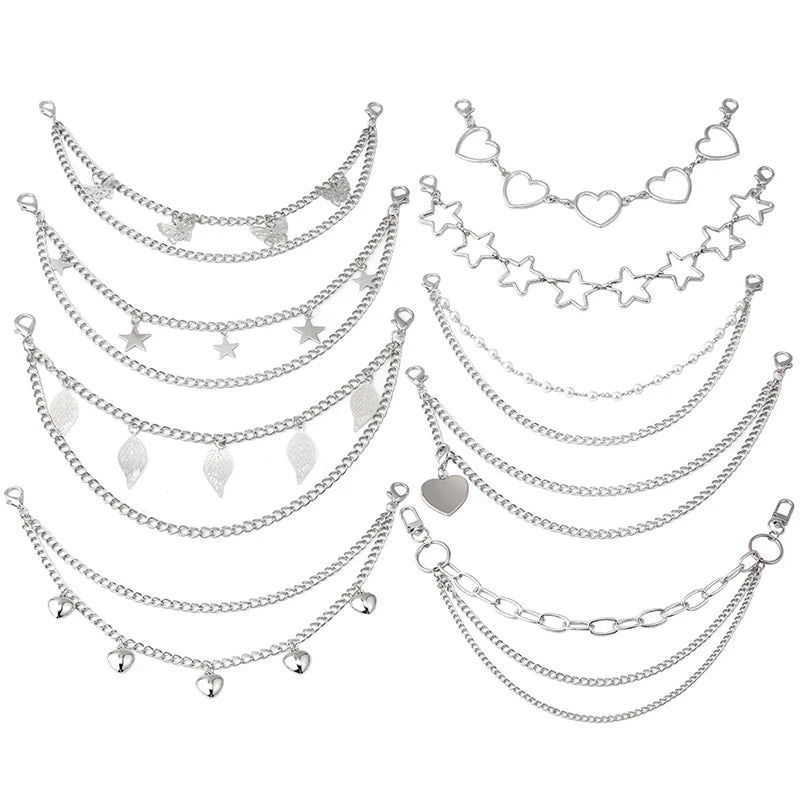 Multi-Layer Metal Chain Bag Strap – Butterfly Heart Star Pendant Bag Chain Strap Axl