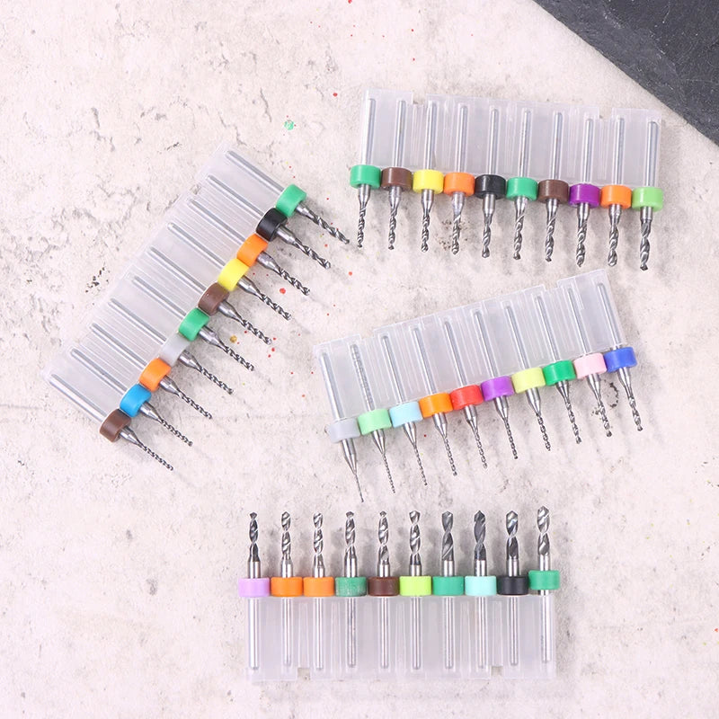 10-Pc Tungsten Carbide Micro Drill Bits Set for PCB & Rotary Tool Micro Drill Bit Set Axl