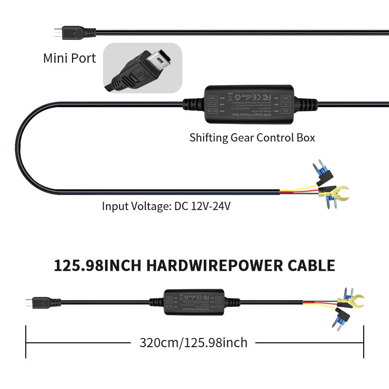 24H Parking Mode Hardwire Kit – Mini USB & Type-C Dash Cam Dash Cam Hardwire Kit Axl