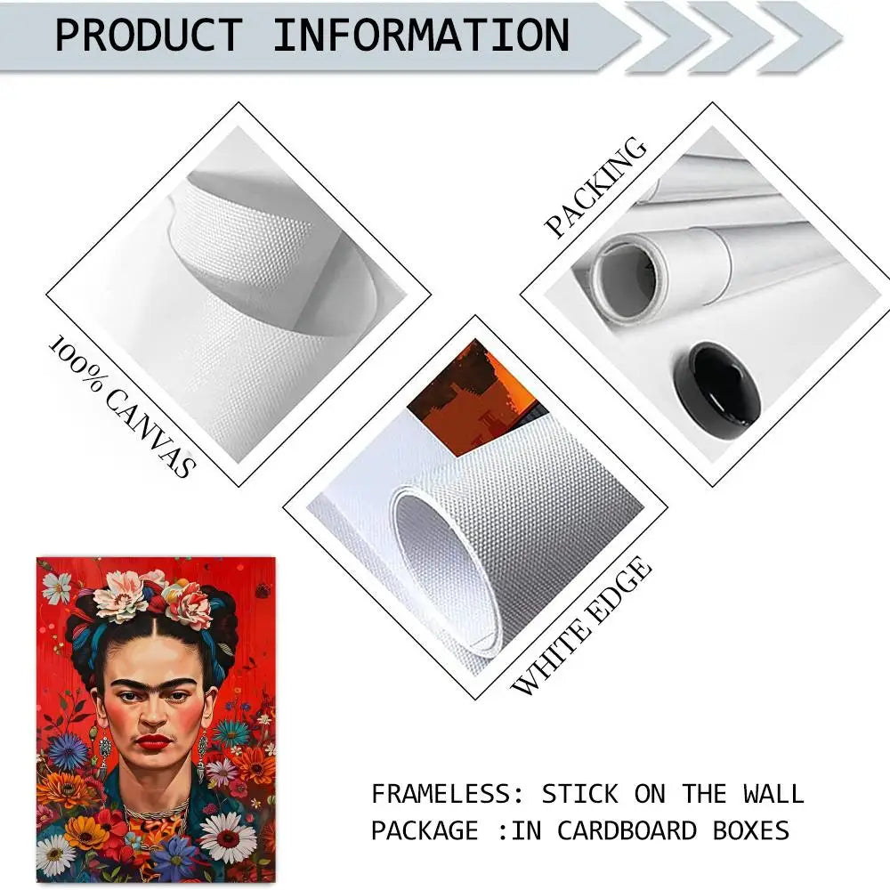 Frida Kahlo Canvas Wall Art – Vintage Unframed Poster Print Canvas Wall Art Axl